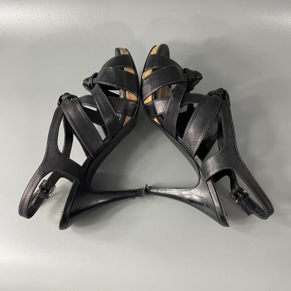 Authentic Miu Miu Washed Leather Platform Strappy High Heel Sandals, 37.5 - Picture 8 of 11